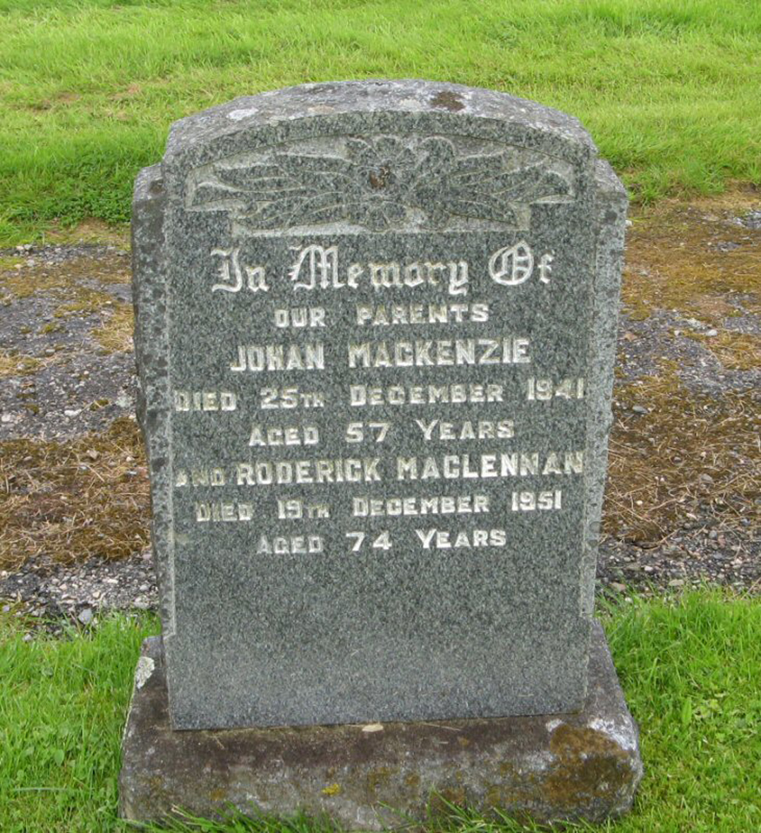 Photo of headstones/Roderick MacLennan died 1951 MI Lochcarron New